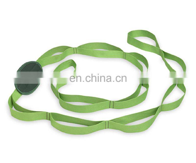 Cotton Yoga Stretching Exercise Strap Band with Multiple Grip Loops