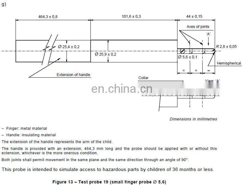 iec61032 children test finger probe 18/19