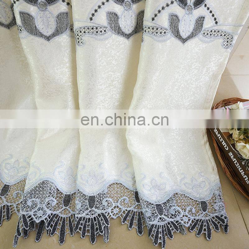 Europe type new yellow white hollow out embroider curtain 50% blackout