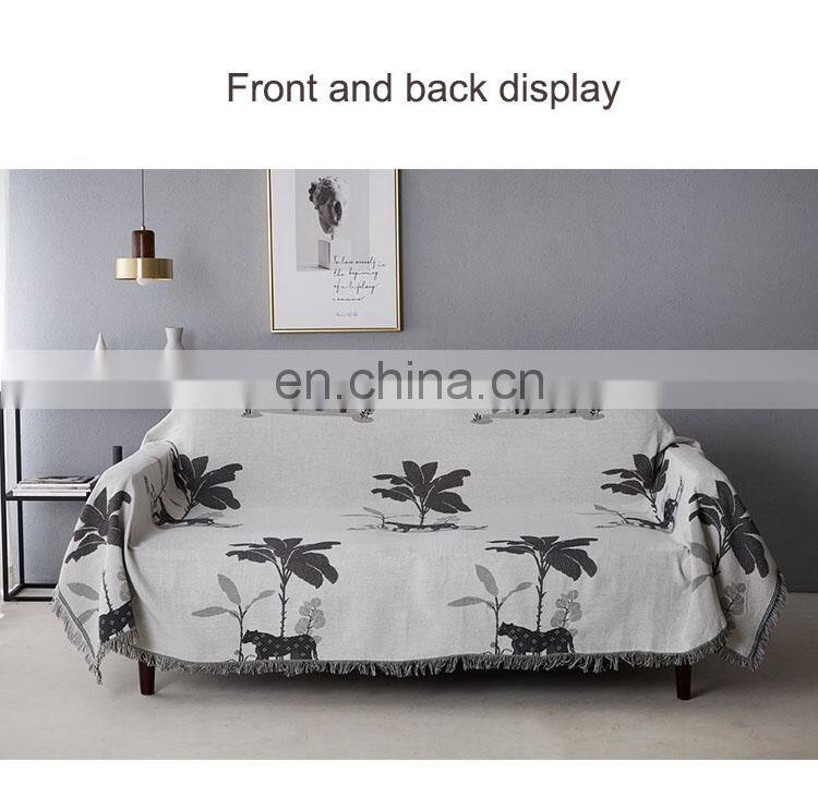 RAWHOUSE China wholesale throw blanket Yarn Dyed leopard double side woven throws tassels cover sofa home decor