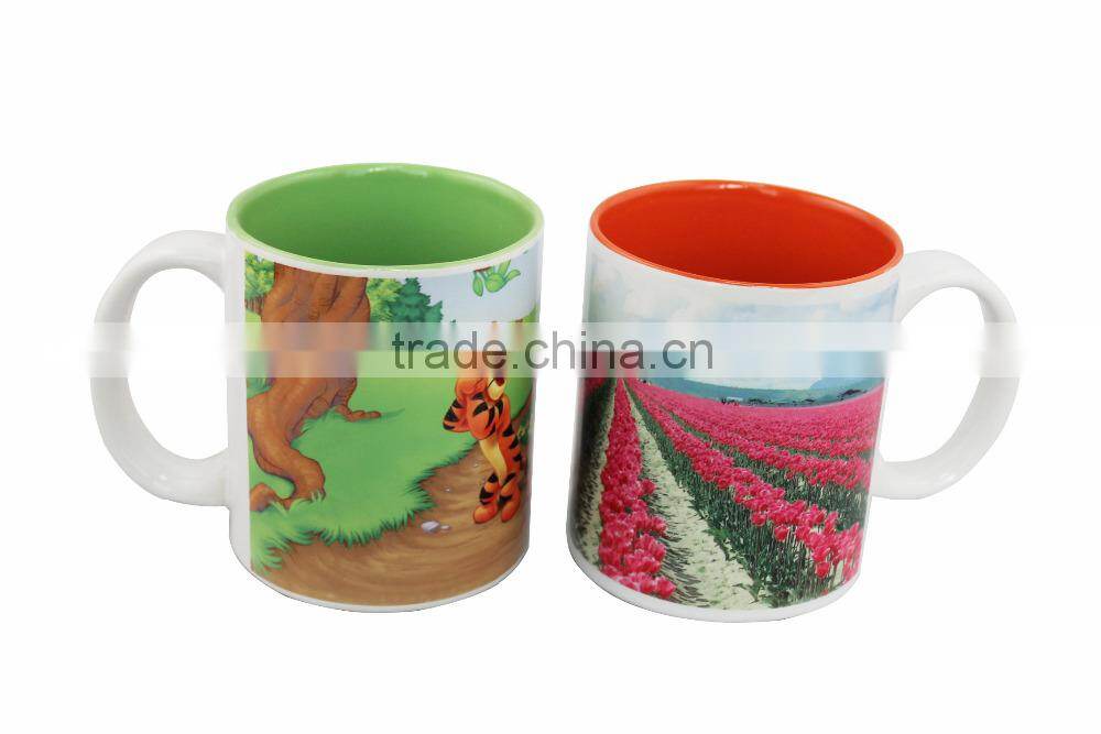 Manufacturer Wholesale 11oz Top Grade Inner Colourful Ceramic Sublimation Mug