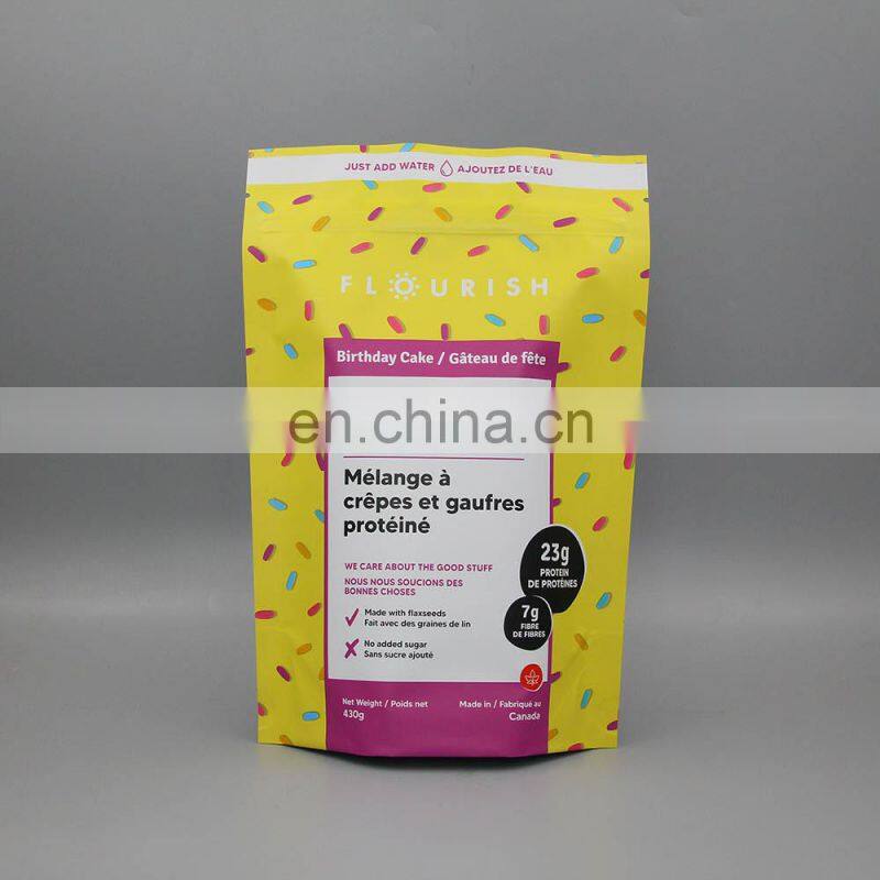 Custom Printed matte frosted mylar Plastic Zip lock Stand Up Pouch Salt Bag