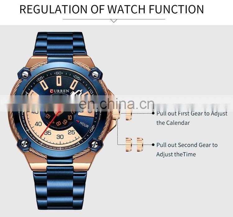 CURREN 8345 Mens Fashion Watches Stainless Steel Japan Quartz Calendar Auto Date Watch For Men 2021
