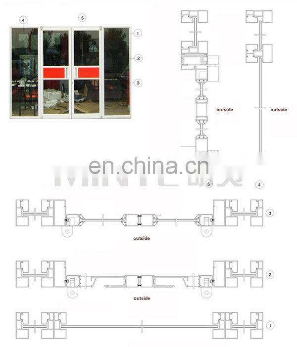 KFC door design spring Floor shop front door with aluminum frame glass