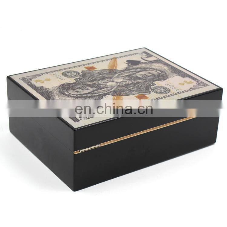 Custom high gloss finished wholesale modern okoume solid fancy humidor cigar wooden luxury cigar humidor