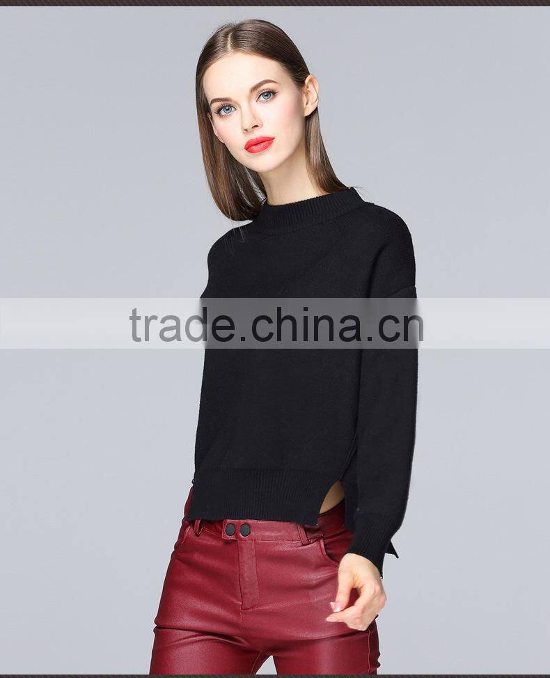 Korea design long sleeve pullover wool sweater design for girls