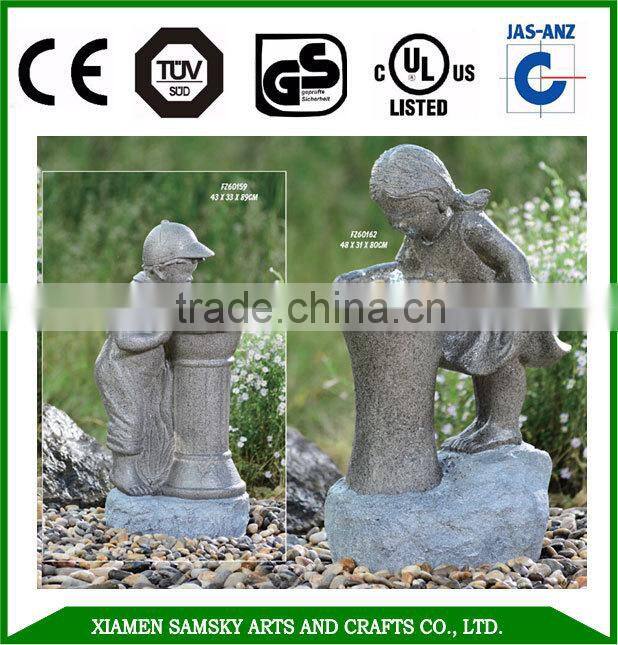garden ornaments fiberglass outdoor boy and girl fountain