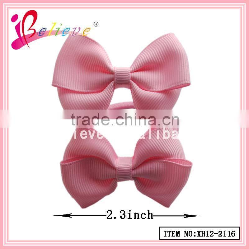 Wholesale handmade girls grosgrain ribbon bow elastic hair band