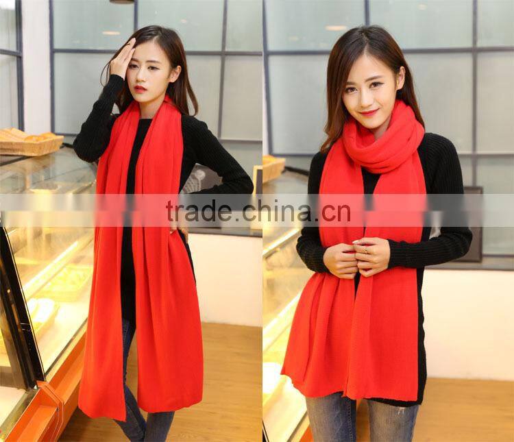 Wholesale Long Acrylic Knitted Plain Fashion Ladies Winter Scarf
