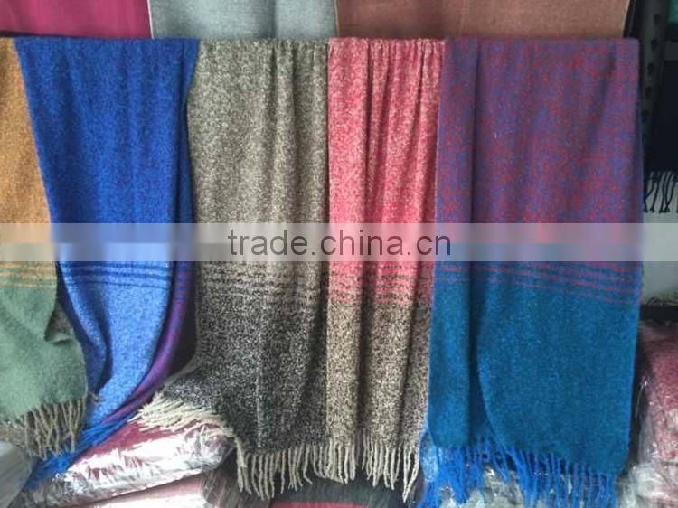 Wholesale Coral Fleece Striped Woven Warm Winter Women Shawls