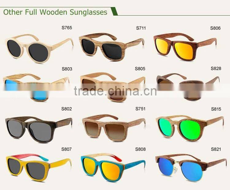 Handmade wooden custom logo bamboo sunglasses with polarized lenses wholesale sunglasses
