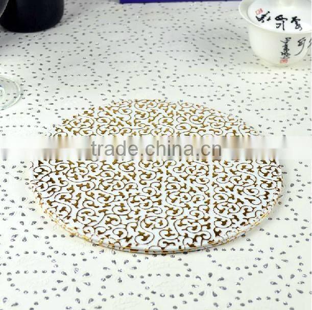Round Gold Pattern Promotional Leather Coaster