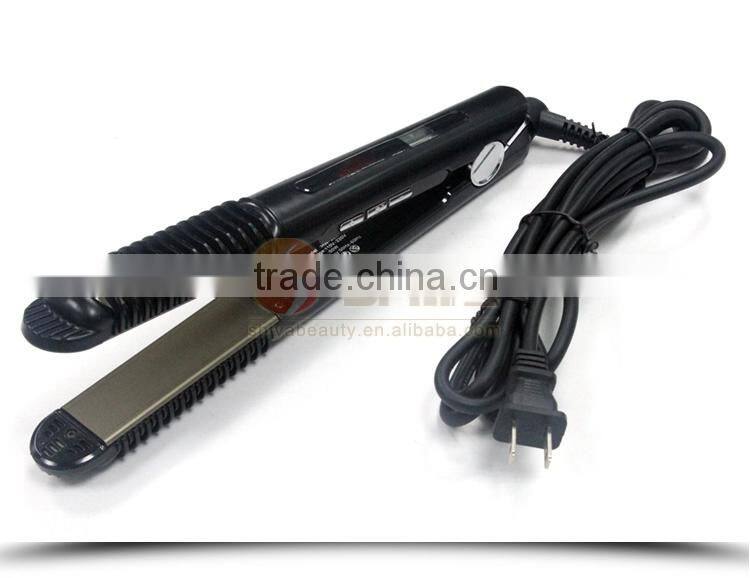 japanese technology 2 in 1 white black flat iron hair straightening iron and hair curler With LED/LCD display in china SY-868A