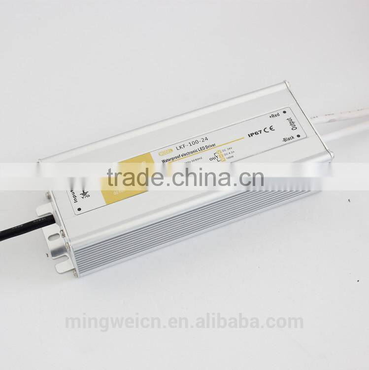original Mingwei brand single output type 100 watt 220V 24v dc power supply with waterproof IP67 level ce rohs approval