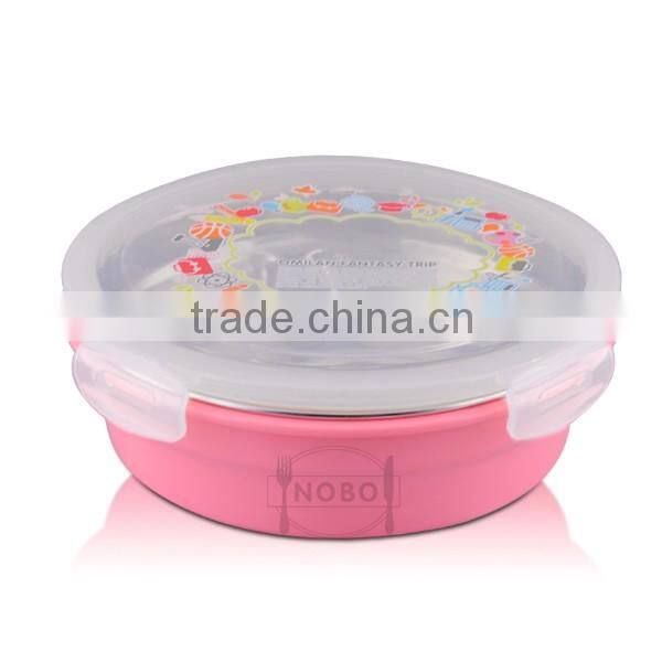 child colorful 3 compartment lunch box with lid