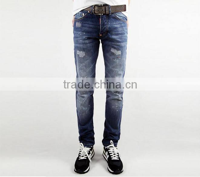100% Cotton Custom/OEM Distress High Rank White Pocket Temperament Fashion Jeans jeans men