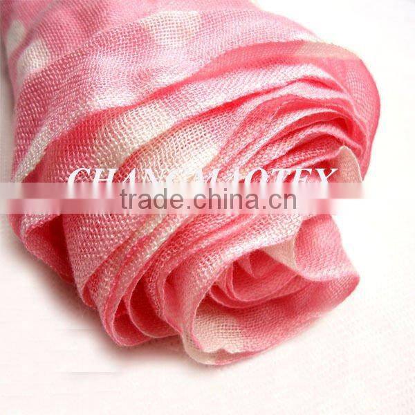 printed pink long polyester scarf