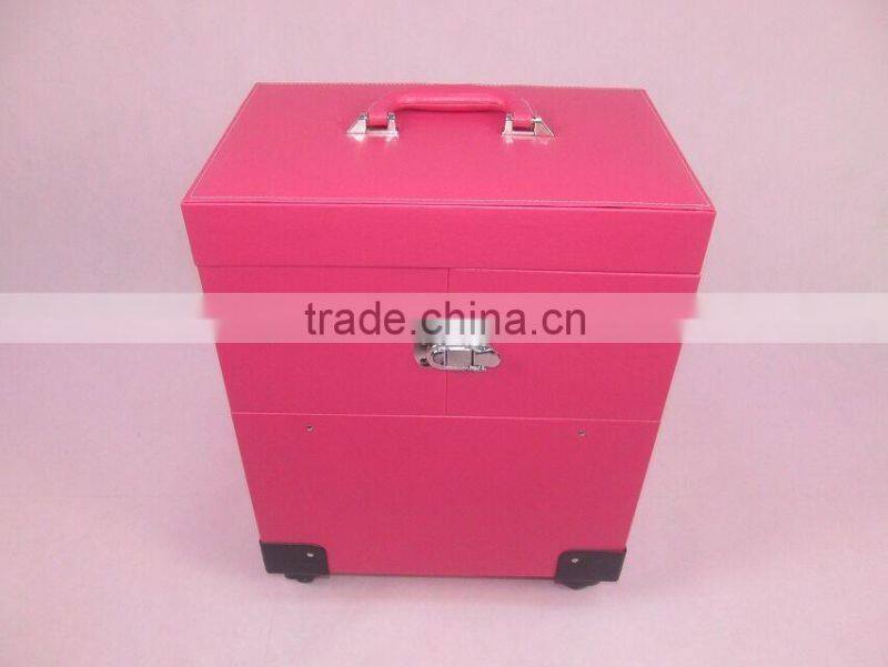 trolley rooling make up beauty kit vanity leather jewelry box