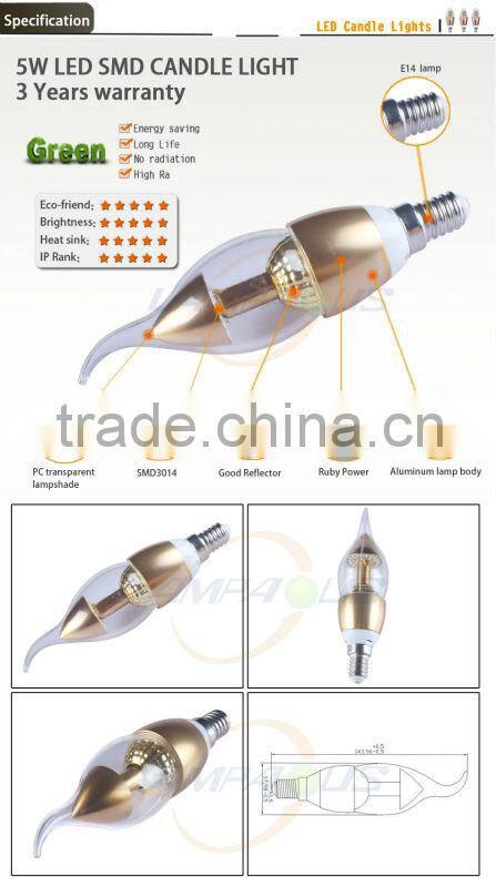 E14 E27 B22 B15 3W Dimmable LED SMD Candle Bulbs Light Bayonet SES Chandelier Lamp