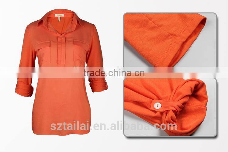 Lady fashion Casual long sleeve cotton big size blouse