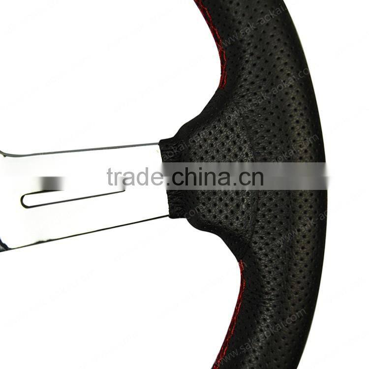 14 inch spoke chrome leather steering wheel