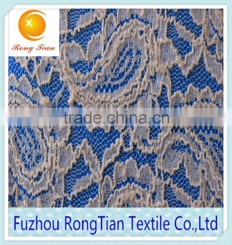 Wholesale white high elastic cashew pattern lace fabrics