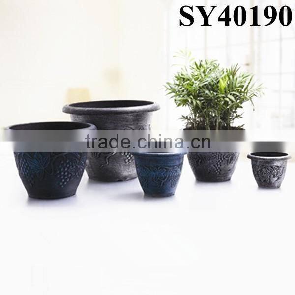 Indoor round plastic custom printed flower pot