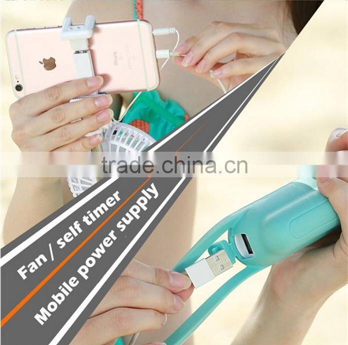 hot sale Selfie Stick with Fan mini monopod power bank