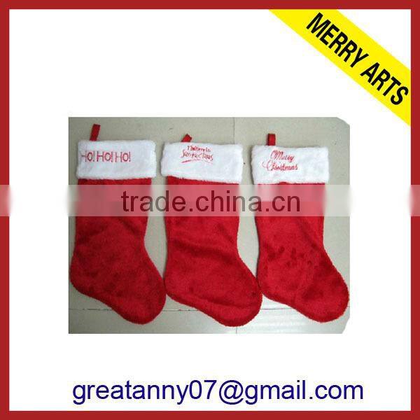 China factory new design christmas stocking design christmas plush stocking wholesale