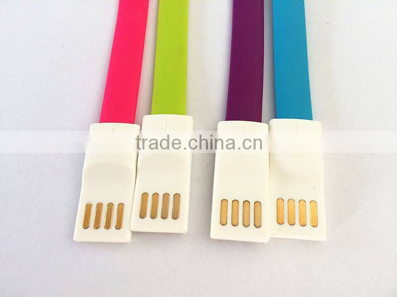 Colorful V8 Connection Flat Micro USB Cable, jelly flat micro usb charging cable for mobilephone