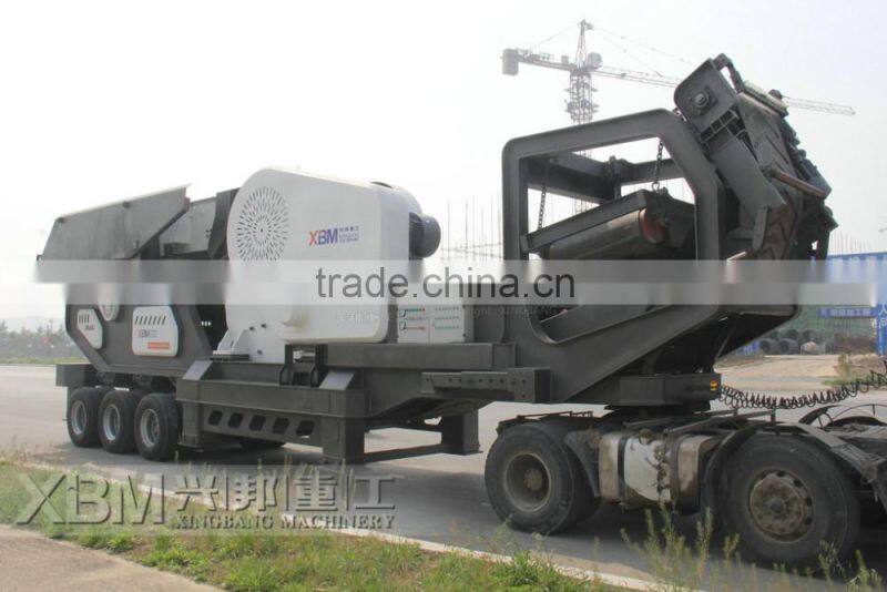 Stone mobile crusher, mobile jaw crushing plant, wheel type jaw crusher