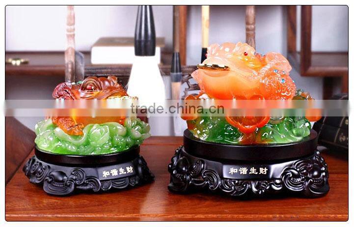 Liu li color big size money frog statue for home decoration