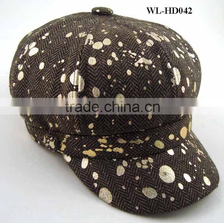 WL-HD042 100%COTTON 8 PANELS CAP WITH GOLDEN FOIL