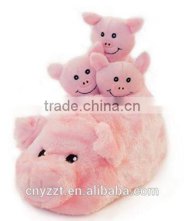 Pig Shape Slipper Nest Squeaky Hide and Seek Plush Dog Toy