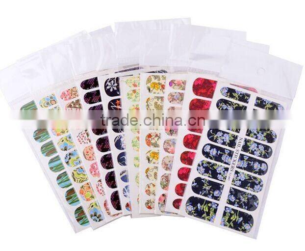2015 wholesale 16pcs/sheet water transfer nail stickers decal cheap stickers nail