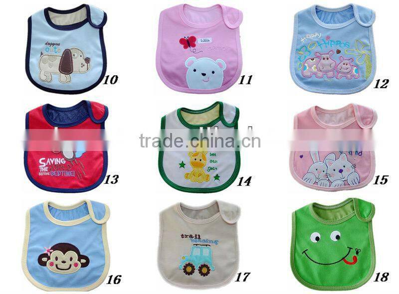 waterproof 3D printed & embroidery applique baby bib cotton jersey soft bib made in china