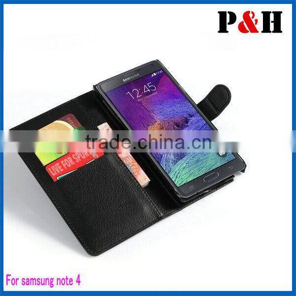 Flip cover genuine leather case for note4 case, wallet leather case for samsung galaxy note4