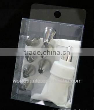 various shape of piping nozzles for cake decorating packed in plastic boxes