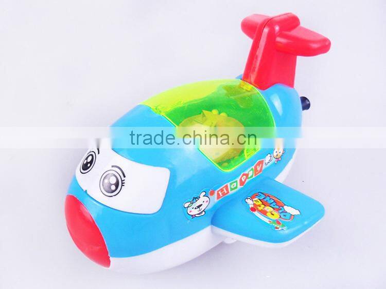 Newest plastic toy airplane pull string toys with light and snow