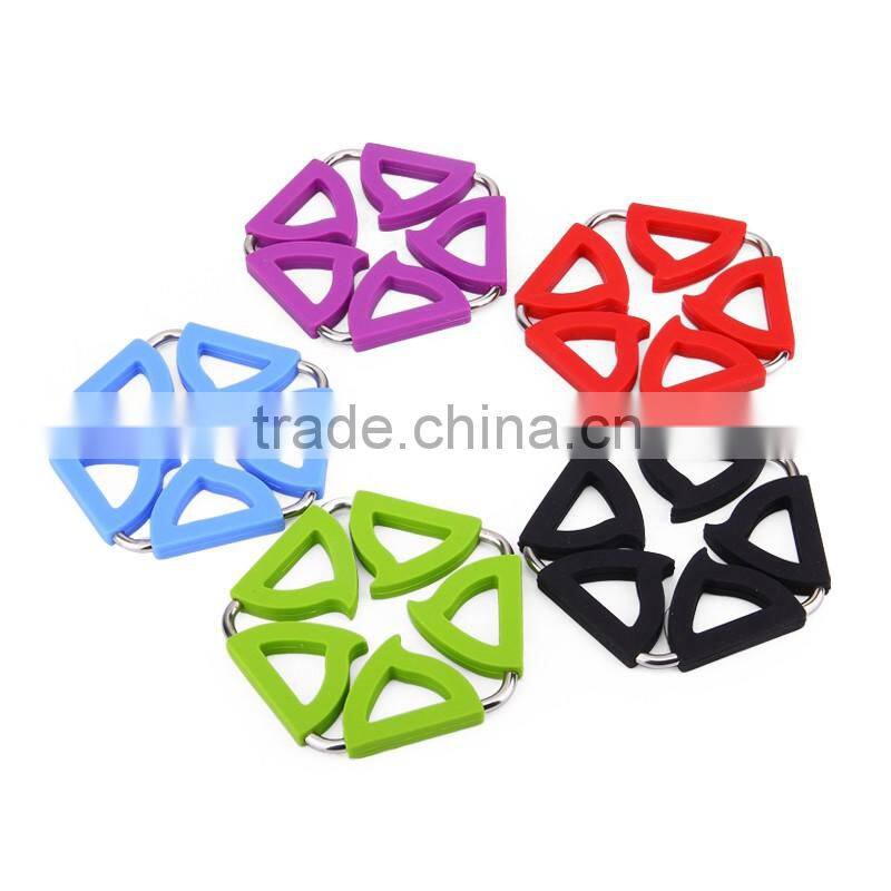 Insulation and heat resistant pentagon transformable silicone stainless steel pot holders