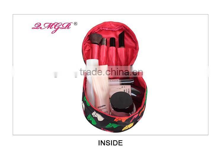 Wholesale lady Popular Satin Round Cosmetic Bag