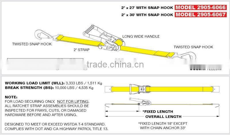 50mm 5000kgs 6m 8m 9m 10m 12m Cargo Lashing/Ratchet Tie Down/Ratchet Straps