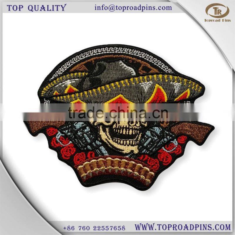 cheap custom fabric embroidery named patches with self-adhesive ( hot cut edge )