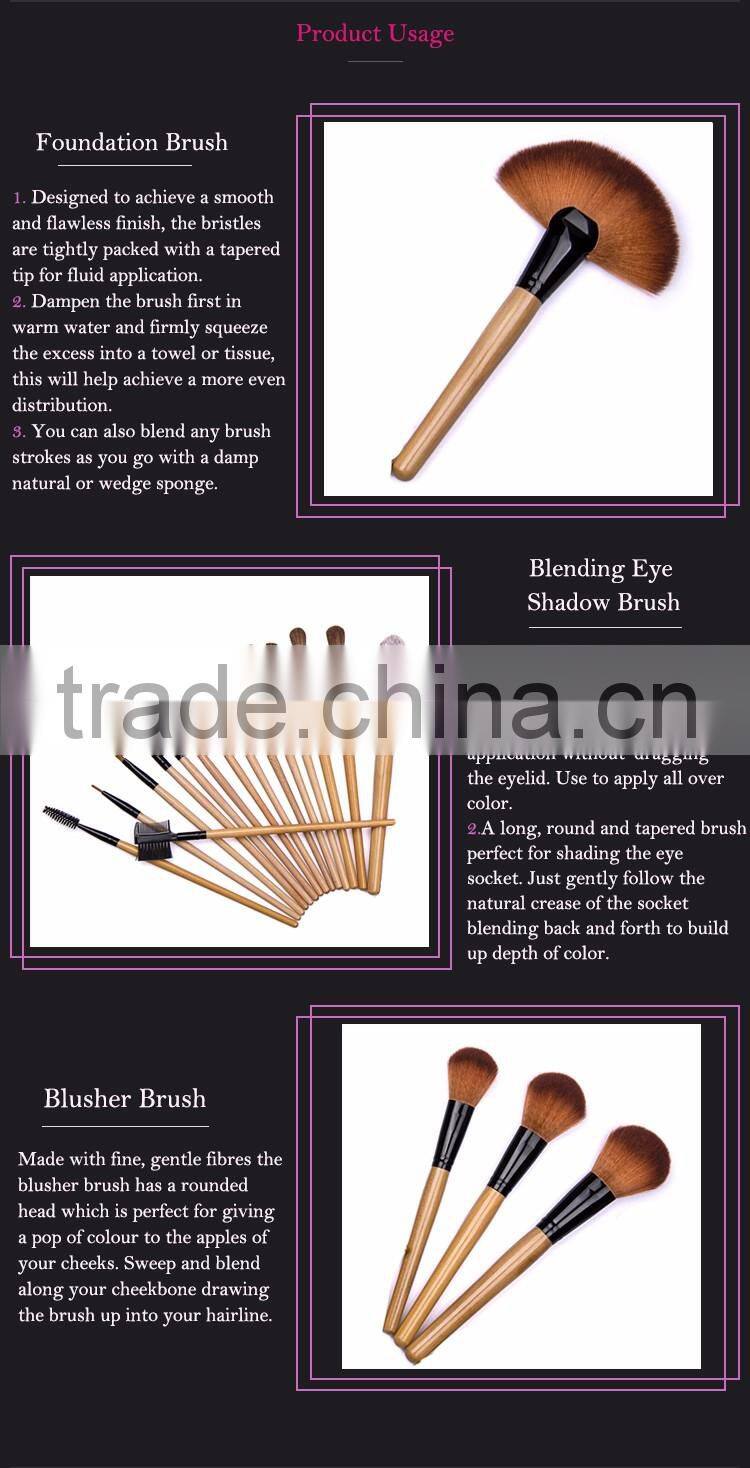 19 pcs house hair natural wood Ferrule foundation makeup brush