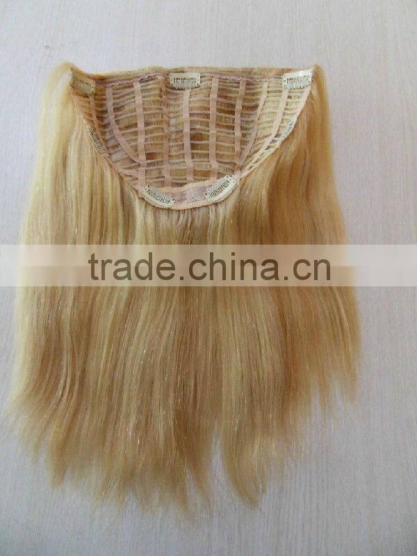 12 inch wholesale cheap straight blonde human hair half wigs