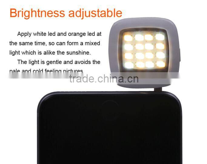 TOP Quality Mobile Phone Selfie Stick RK05 Portable Mini 16 Leds LED Flash Light RK05