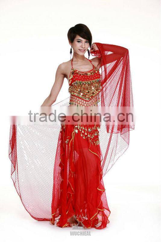 New Tribal Sexy India Belly Dance Veil, Belly Dance Stage Performance Chiffon Veil, Belly Dance Fan Veils (SJ002)