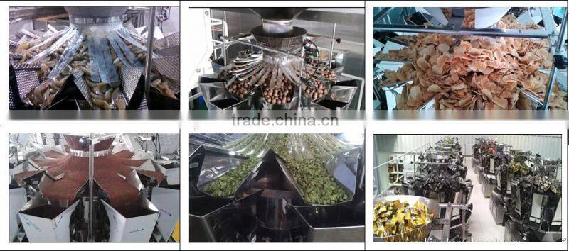 Peanuts packing machine with multihead weigher and vertical packing machine