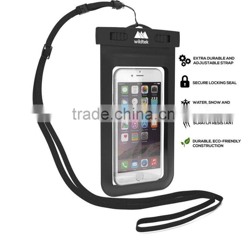 Eco-friendly 0.30mm PVC Waterproof Case with Matching ABS clip and Lanyard for iPhone 6, compatible Note 4/N3/N2/i6/I5/5S/5C/I4