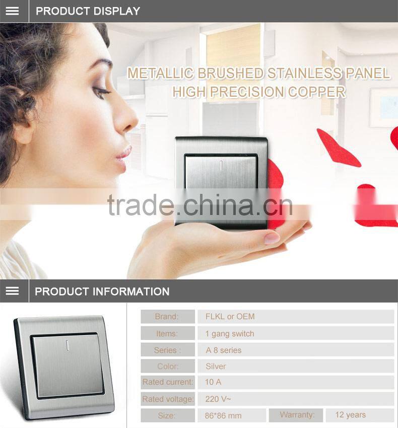 stainless steel 1 gang wall light switch